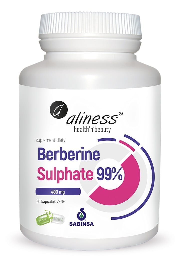 Berberyna Aliness | Berberine Sulphate 99% | 400 mg | 60 kapsułek wege