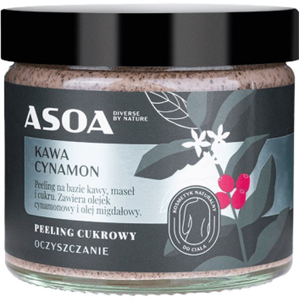 Peeling kawowo-cukrowy z olejkiem cynamonowym, 200 ml Asoa
