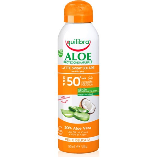 Aloesowe mleczko do opalania w sprayu SPF 50+, 150 ml Equilibra