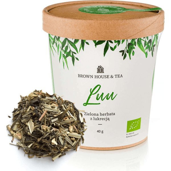 Luu - organiczna zielona herbata z trawą cytrynową i dodatkami, 40 g Brown House & Tea