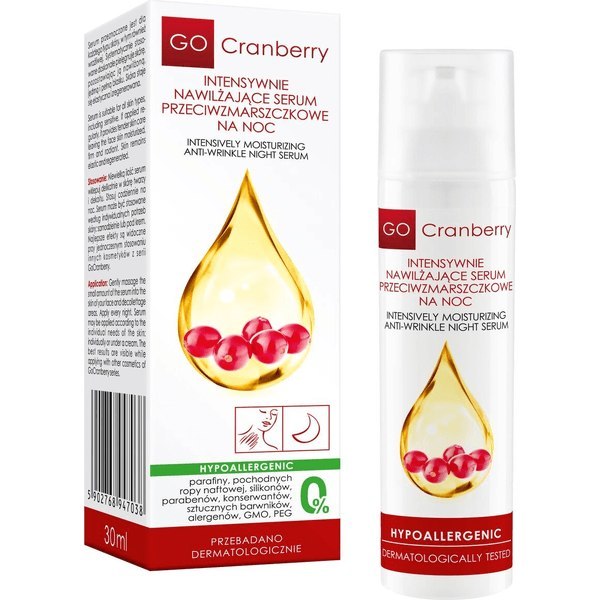 Intensywnie nawilżające serum przeciwzmarszczkowe na noc | GoCranberry | 30 ml