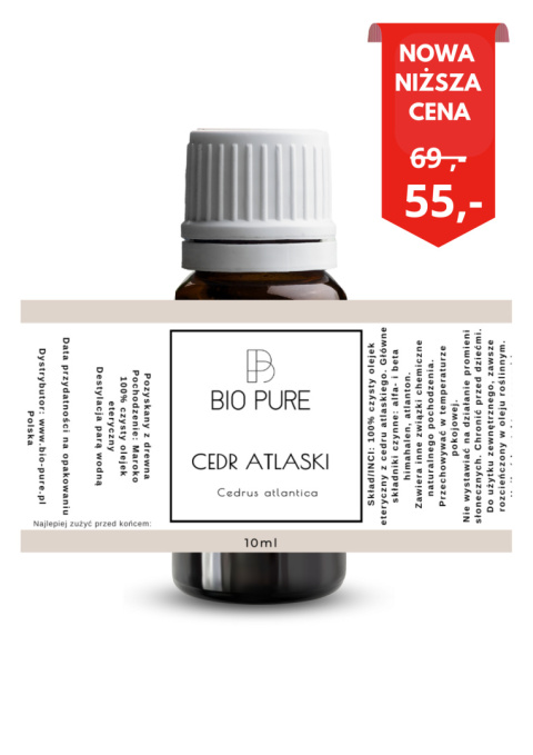 Cedrowy olejek eteryczny z Cedru Atlaskiego BIO PURE 10 ml