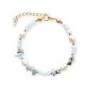 Bransoletka Mare - larimar, perła, kamień księżycowy, hematyt - byNADI