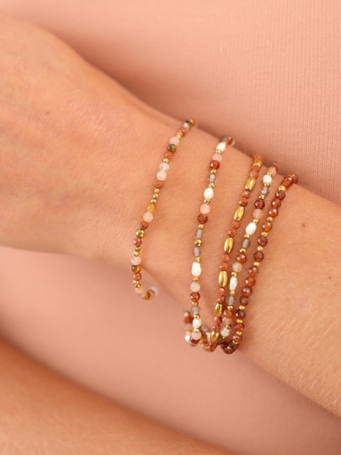 Bransoletka - Kamień słoneczny, Perła, Coffe agat, Kwarc dymny, Hematyt - byNADI