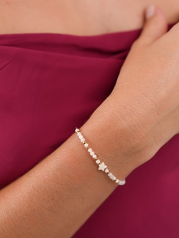 bransoletka z kamienia księżycowego i gwiazdki z masy perłowej byNADI