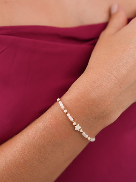 bransoletka z kamienia księżycowego i gwiazdki z masy perłowej byNADI