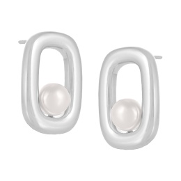 Kolczyki o prostokątnym kształcie z perełką ISOLA