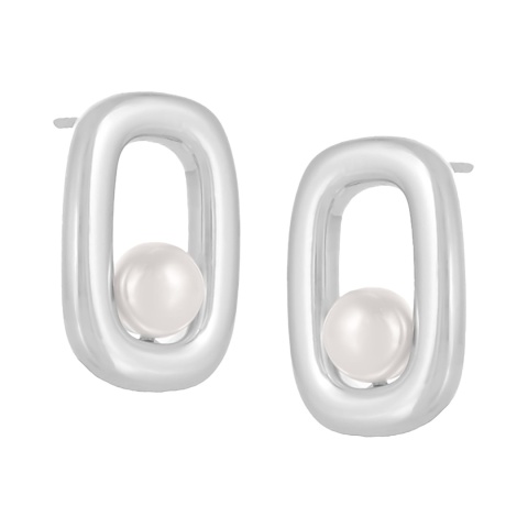 Kolczyki o prostokątnym kształcie z perełką ISOLA