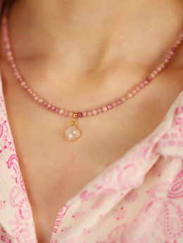 Naszyjnik Adore - rodonit i kwarc różowy | byNADI