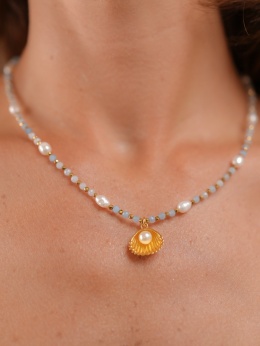 naszyjnik kyma akwamaryn perła muszla bynadi