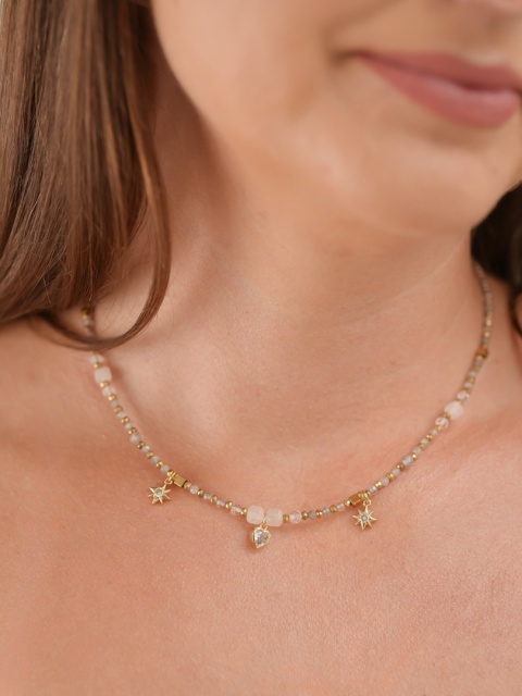 Naszyjnik Akti - labradoryt i kryształ górski | byNADI