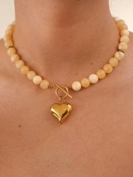 naszyjnik jadeit żółty z zapięciem toggle