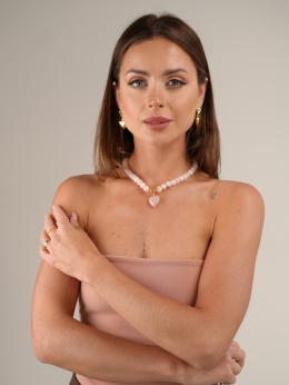 naszyjnik z sercem z kwarcu różowego