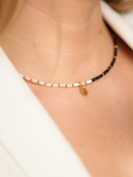 Naszyjnik Shine - czarny kwarc i masa perłowa | byNADI