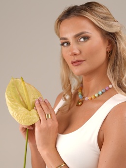 pastelowy naszyjnik z selenitu z zawieszka serce bynadi