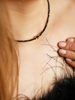 Naszyjnik z Kamieni Naturalnych czerny kwrac i agat - Vibe - NADI