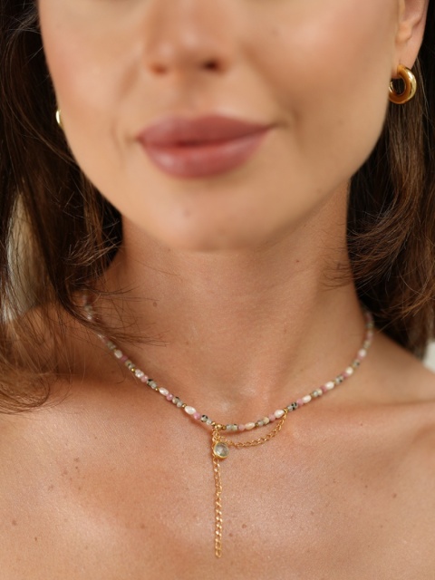 Naszyjnik Nova - rodonit, topaz, jaspis, perła | byNADI