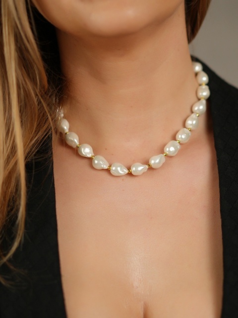 Naszyjnik z Perłą Barokową i hematytem - Kayla - NADI