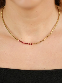 Naszyjnik z kamieni naturalnych hematyt i rubin - Nollie - NADI