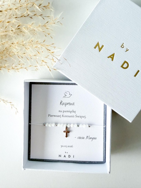 Bransoletka Komunijna dla chłopca i dziewczynki z dedykacją - Veritas | by NADI
