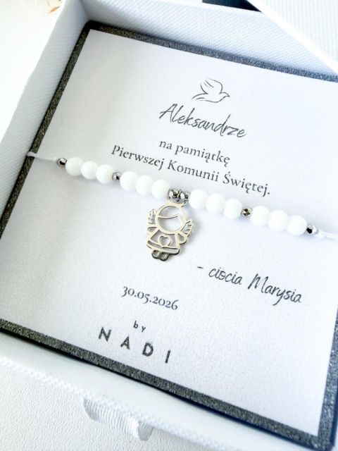 Bransoletka Komunijna dla dziewczynki z dedykacją - Aniołek | by NADI
