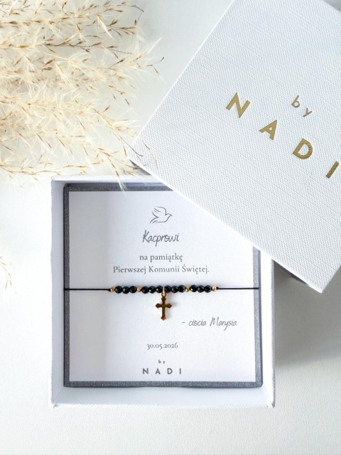 Bransoletka Komunijna dla chłopca z dedykacją - Veritas | by NADI