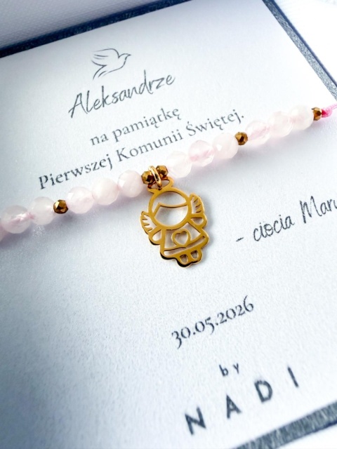 Bransoletka Komunijna dla dziewczynki z dedykacją - Aniołek | by NADI