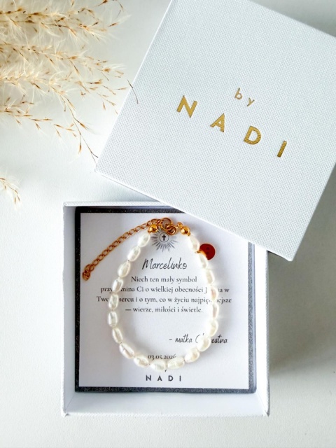 Bransoletka komunijna na bierzmowanie z Pereł naturalnych