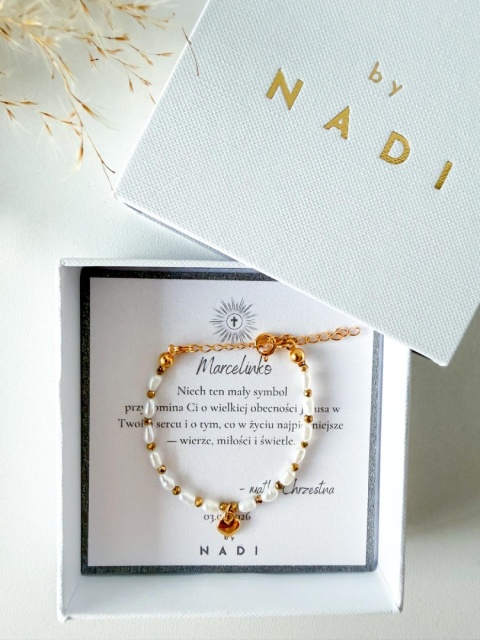 bransoletka komunijna na bierzmowanie z pereł