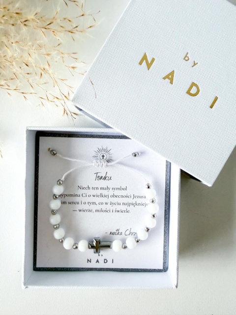 Bransoletka komunijna dla chłopca i dziewczynki z dedykacją - Sancti | by NADI