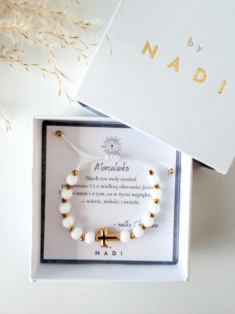 Bransoletka komunijna dla chłopca i dziewczynki z dedykacją - Sancti | by NADI