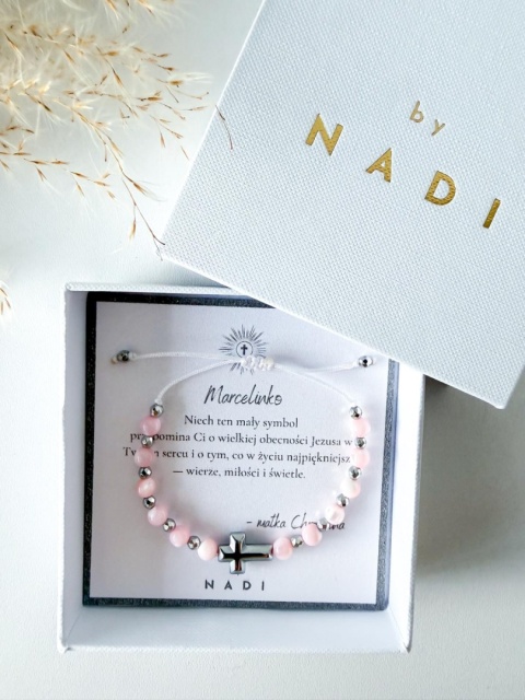 Bransoletka komunijna dla chłopca i dziewczynki z dedykacją - Lumen | by NADI