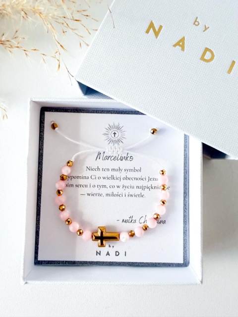 Bransoletka komunijna dla chłopca i dziewczynki z dedykacją - Lumen | by NADI