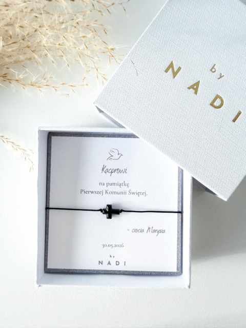 Bransoletka komunijna dla dziewczynki i chłopca z dedykacją – Alba | by NADI