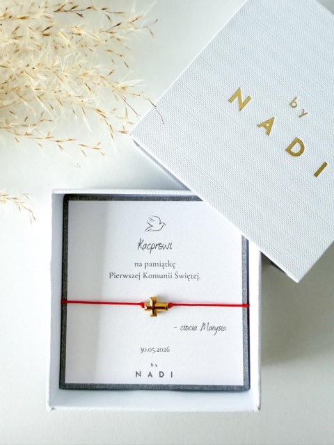 Bransoletka komunijna dla dziewczynki i chłopca z dedykacją – Alba | by NADI